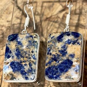 Navy Sodalite Earrings 1 7/8”